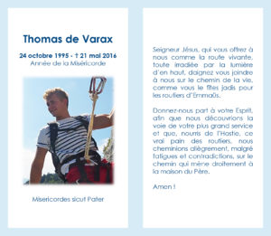 Thomas de Varax mini carte prière à Jésus